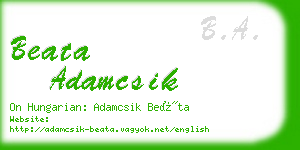 beata adamcsik business card